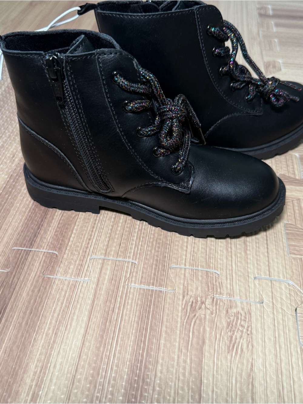 Old Navy Girl Boots Sz 11 Toddler Black Sparkle Laces New